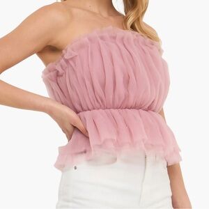 Endless Rose Pink Strapless Ruffle Top